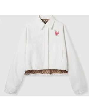 Gucci Cotton Canvas Jacket With Patch, Ready-To-Wear - White