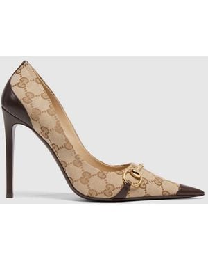 Gucci Donna Pump, Gg Canvas - Metallic