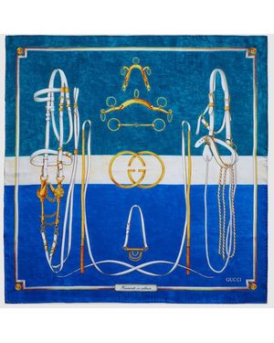 Gucci "Morso D'Oro" Printed Silk Carré, Silk - Blue