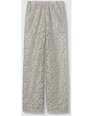 Gucci Floral Lace Lamé Trouser - Gray