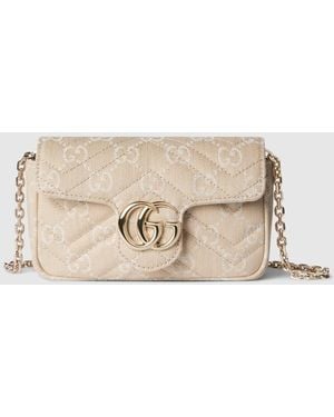 Gucci Gg Marmont Mini Shoulder Bag, Fabric - Natural