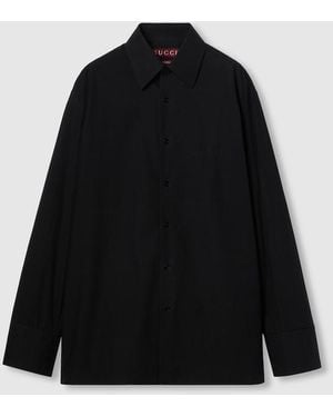 Gucci コットンポプリン シャツ, ブラック, ウェア