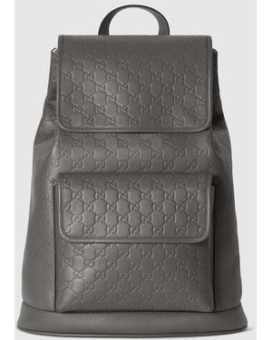 Gucci Gg Emblem Medium Backpack - Gray
