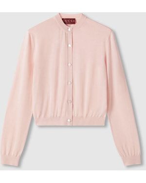 Gucci スーパーファインカシミアシルク カーディガン, ピンク, ウェア