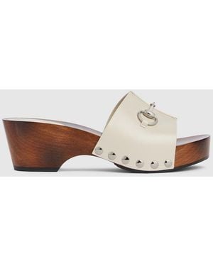 Gucci Platform Clog With Horsebit - White