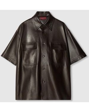 Gucci Embossed Plongè Leather Shirt, Ready-To-Wear - Black