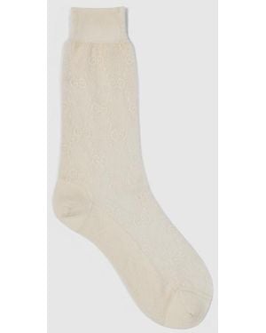 Gucci Gg Knit Silk Cotton Socks, Size M, Fabric - White