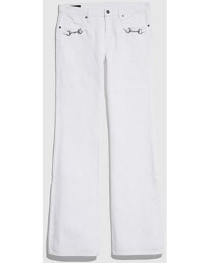 Gucci Cotton Denim Pants With Horsebit, Size 25, Ready-To-Wear - White