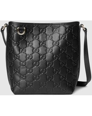 Gucci 〔Ggエンブレム〕ナノ バケットバッグ, ブラック, レザー