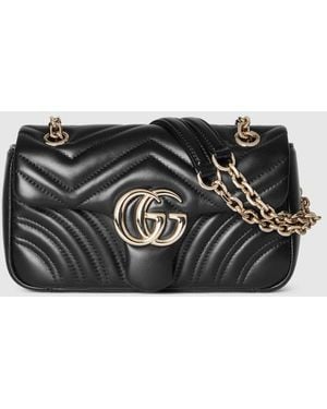 Gucci Gg Marmont Small Patent Leather Shoulder Bag in Black