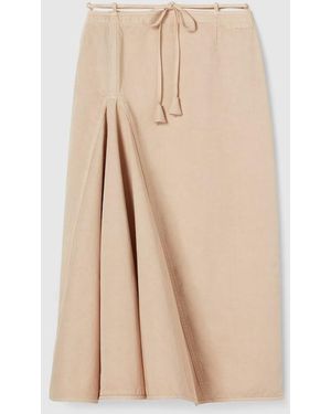 Gucci Cotton Linen Skirt With Pleats, Ready-To-Wear - Natural