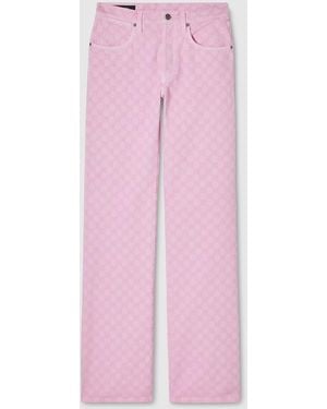 Gucci Gg Cotton Denim Jacquard Pants, Ready-To-Wear - Pink