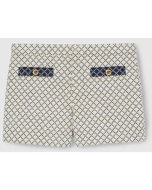 Gucci ダイヤモンド コットン ブークレ ショートパンツ, ブルー, ウェア - ホワイト