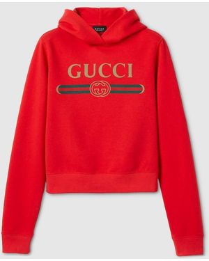 Gucci Cotton Jersey And Cashmere Sweatshirt With Print - Red