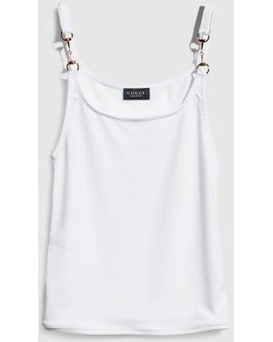 Gucci Viscose Crêpe Jersey Top With Horsebit, Size Xs, Ready-To-Wear - White