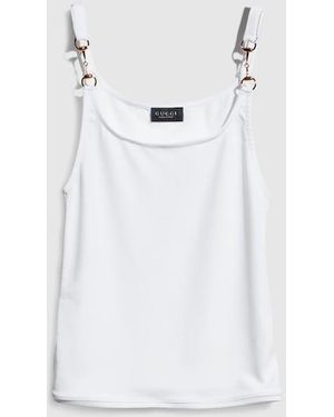 Gucci Viscose Crêpe Jersey Top With Horsebit, Size Xs, Ready-To-Wear - White