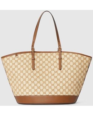 Gucci Woven Large Tote Bag, Gg Canvas - Metallic
