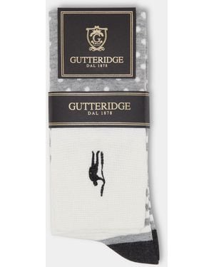 Gutteridge Calza Lunga A Pois E Righe Con Ricamo, Taglia - Bianco