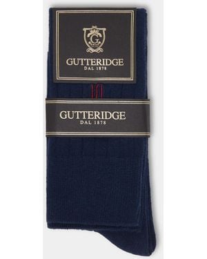 Gutteridge Calzino A Coste Con Ricamo, Taglia - Blu