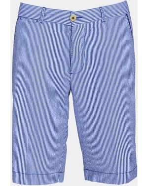 Gutteridge Bermuda Seersucker Di Cotone Rigato - Blu