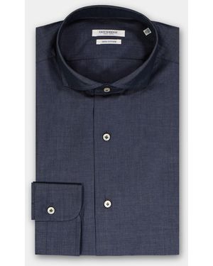 Gutteridge Camicia Fil A Fil Collo Francese, Taglia - Blu