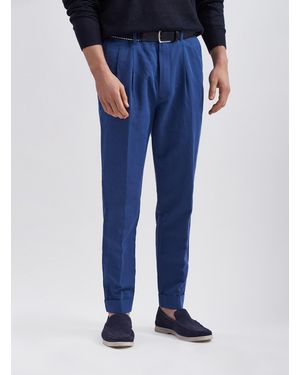 Gutteridge Pantaloni Doppia Pince - Blu