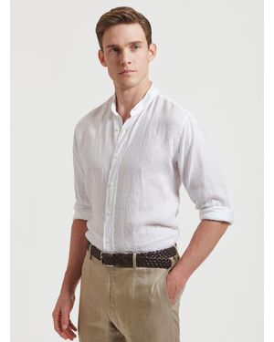 Gutteridge Camicia Collo Coreano 100% Lino, Taglia - Bianco