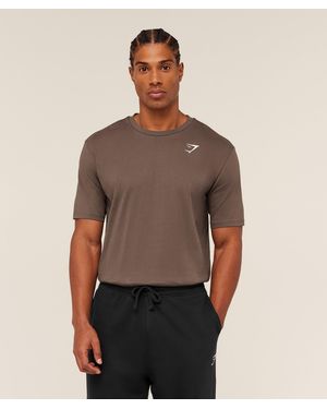 GYMSHARK Crest T-Shirt - Brown