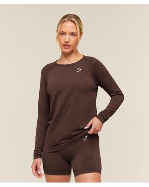 GYMSHARK Vital Seamless 2.0 Light Long Sleeve Top - Brown