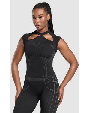 GYMSHARK Apex Seamless Midi T-Shirt - Black