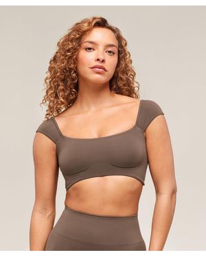 GYMSHARK Soft Sculpt Cap Sleeve Bralette - Grey