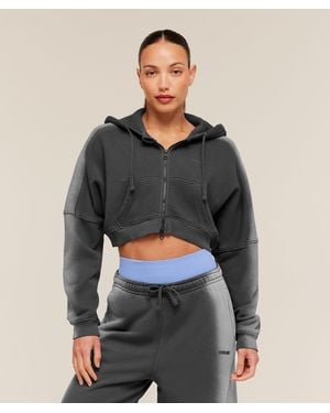 GYMSHARK Pump Washed Zip Through Hoodie - Grey