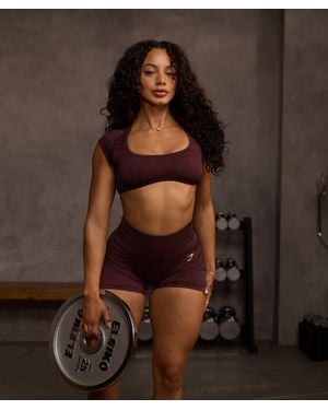 GYMSHARK Adapt Fleck X Whitney Short Sleeve Crop Top - Brown