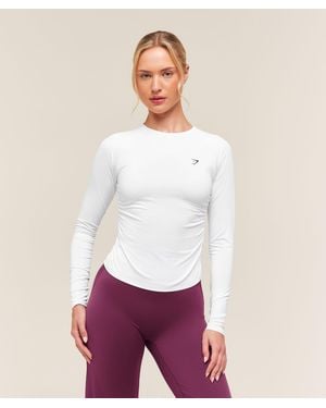 GYMSHARK Flutter Long Sleeve Top - White