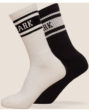 GYMSHARK Collegiate Crew Sock 2Pk - Black