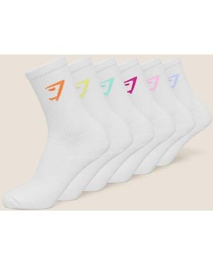 GYMSHARK Crew Socks 6Pk - Natural
