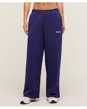 GYMSHARK Script Embroidery Wide Leg Pants - Blue
