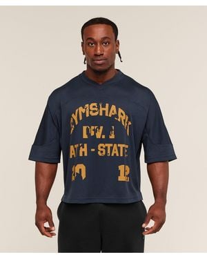 GYMSHARK Graphic Mesh Oversized T-Shirt - Blue