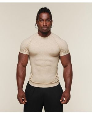 GYMSHARK Cotton Seamless T-Shirt - Natural