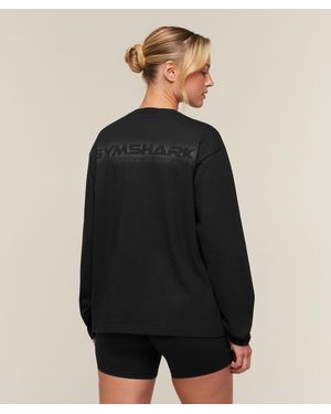 GYMSHARK For The Ones Who Show Up Graphic Long Sleeve Top - Black