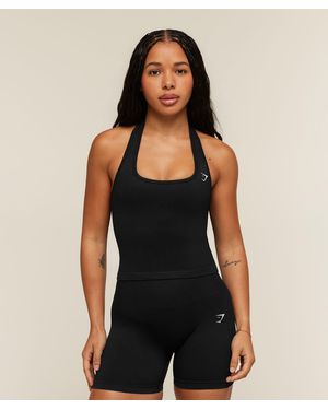 GYMSHARK Adapt Solid Halter Neck Tank - Black