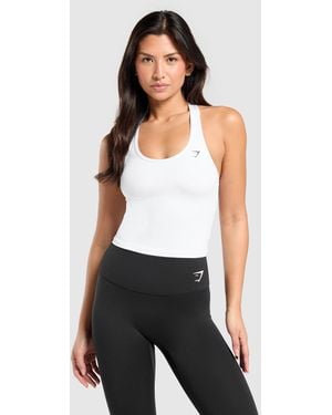 GYMSHARK Training Racer Midi Tank - White