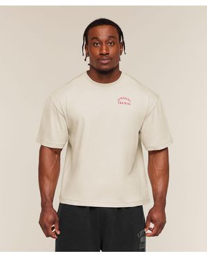 GYMSHARK Retro Collegiate T-Shirt - Natural