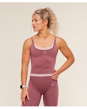 GYMSHARK Interval Seamless Midi Tank - Red