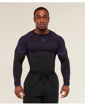 GYMSHARK Onyx 5.0 Seamless Long Sleeve T-Shirt - Blue