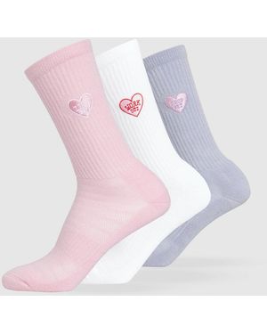 GYMSHARK Gfx 3Pk Crew Socks - Pink