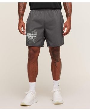 GYMSHARK Hybrid Graphic 7" Shorts - Grey