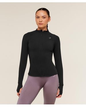 GYMSHARK Running Full Zip Jacket - Black