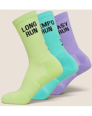 GYMSHARK Running Graphic Performance Crew Sock 3Pk - Green