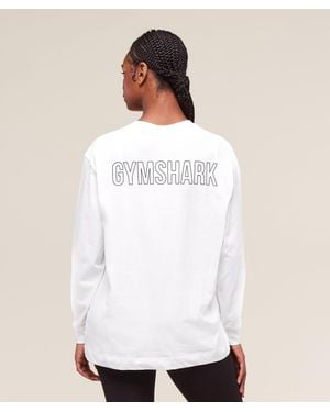 GYMSHARK Trace Graphic Long Sleeve Top - White